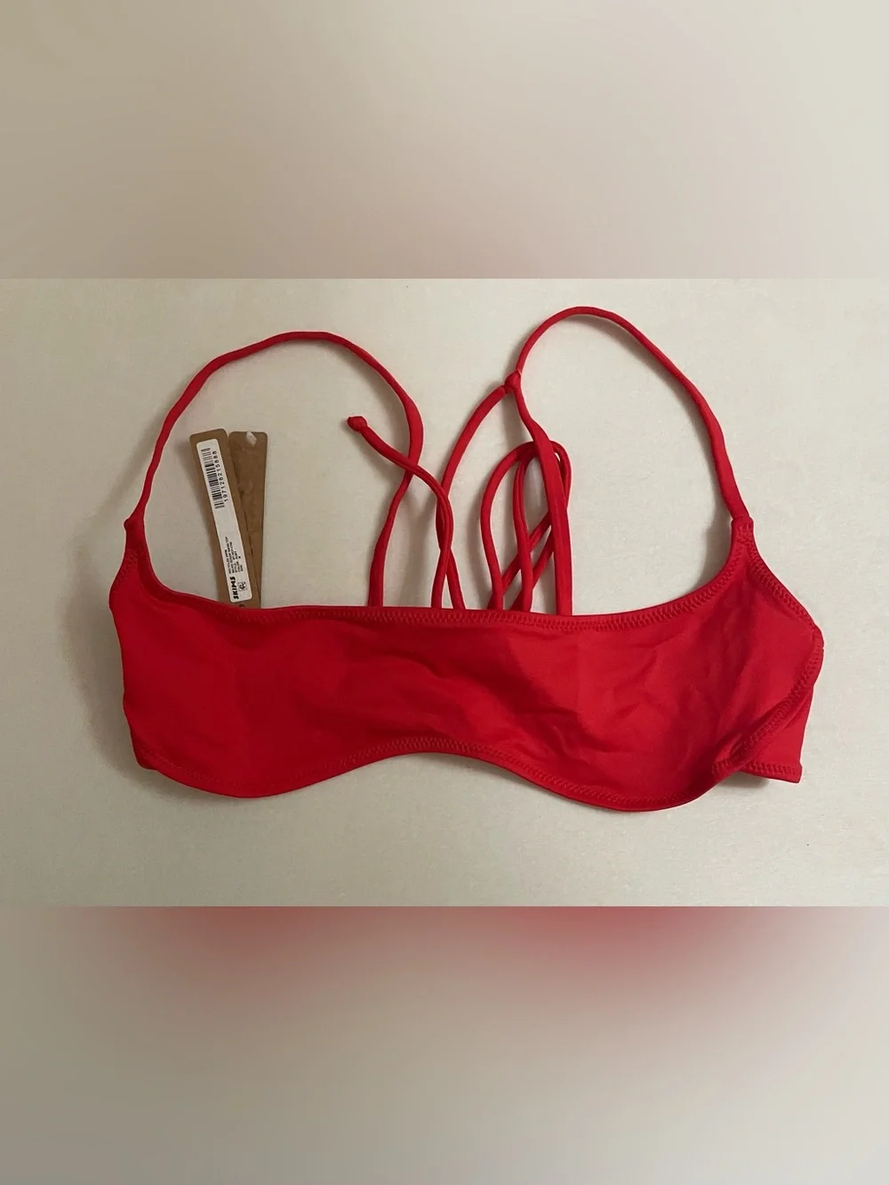Skims 2Pc SET Micro Scoop Bikini Top & Dippy Tie Bottom Ruby Red Size M